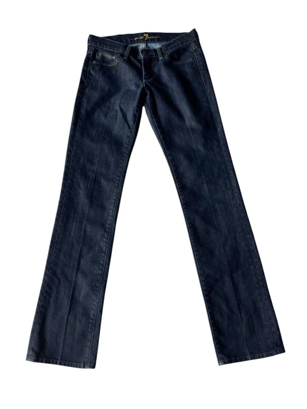 7 For All Mankind Womens Sz 25 Gold Digger Low Rise Straight Leg Dark Blue Jeans